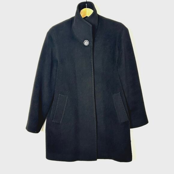 Cinzia Rocca Wool Cashmere Coat Womens 6 Black Made Italy Tailored - Picture 6 of 16